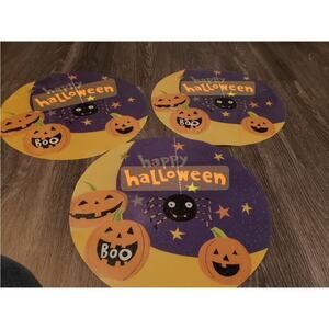 Happy Halloween Spiders & Pumpkin Circle Place Mats Holiday Seasonal Home Scary